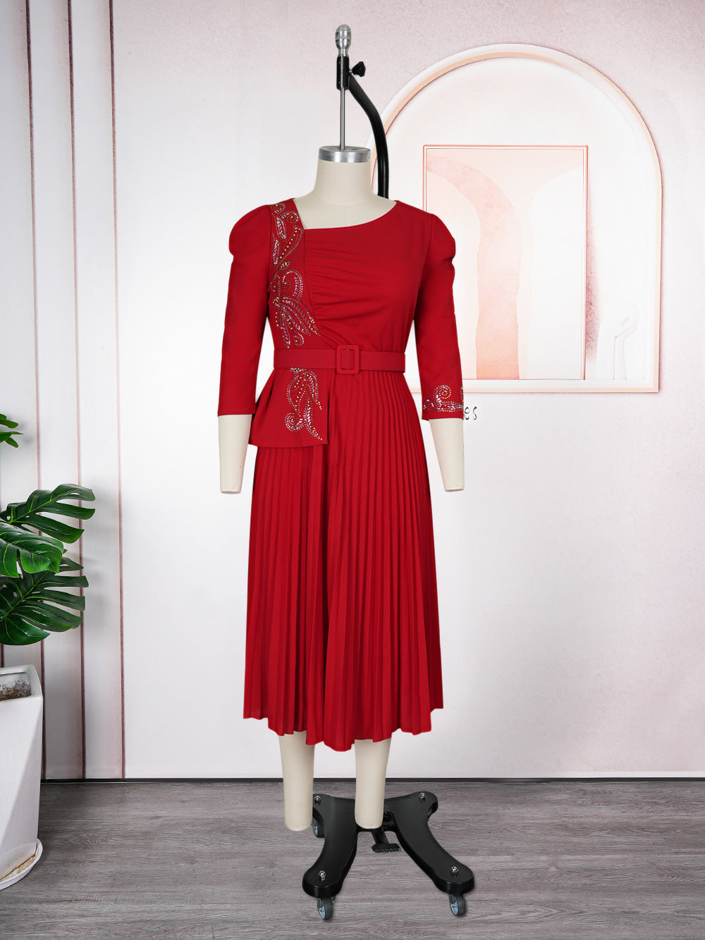 Amazon fashion elegance commuting pleated skirt cross-border women's clothing african foreign trade women's clothing plus size pleated dress
