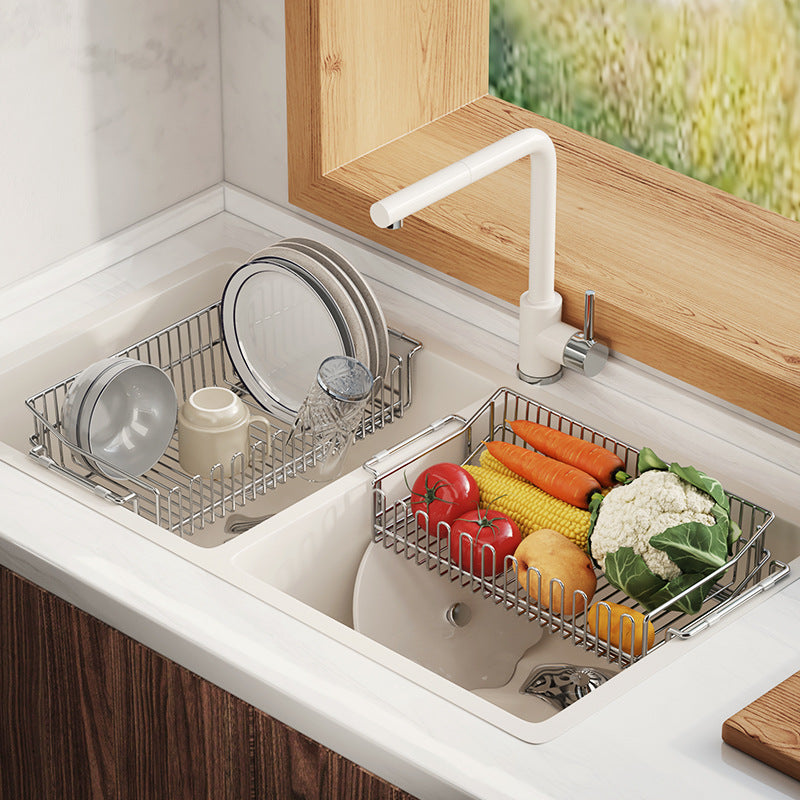 Retractable kitchen 304 stainless steel sink drain basket drain rack basin in basin wash basin sink dish rack