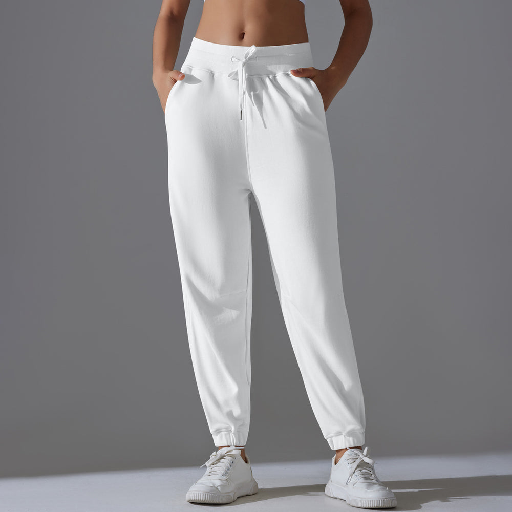 New drawstring solid color high-elasticity athletic sweatpants - breathable, loose-fit yoga pants for women, perfect for training, running, and fitness - ankle length