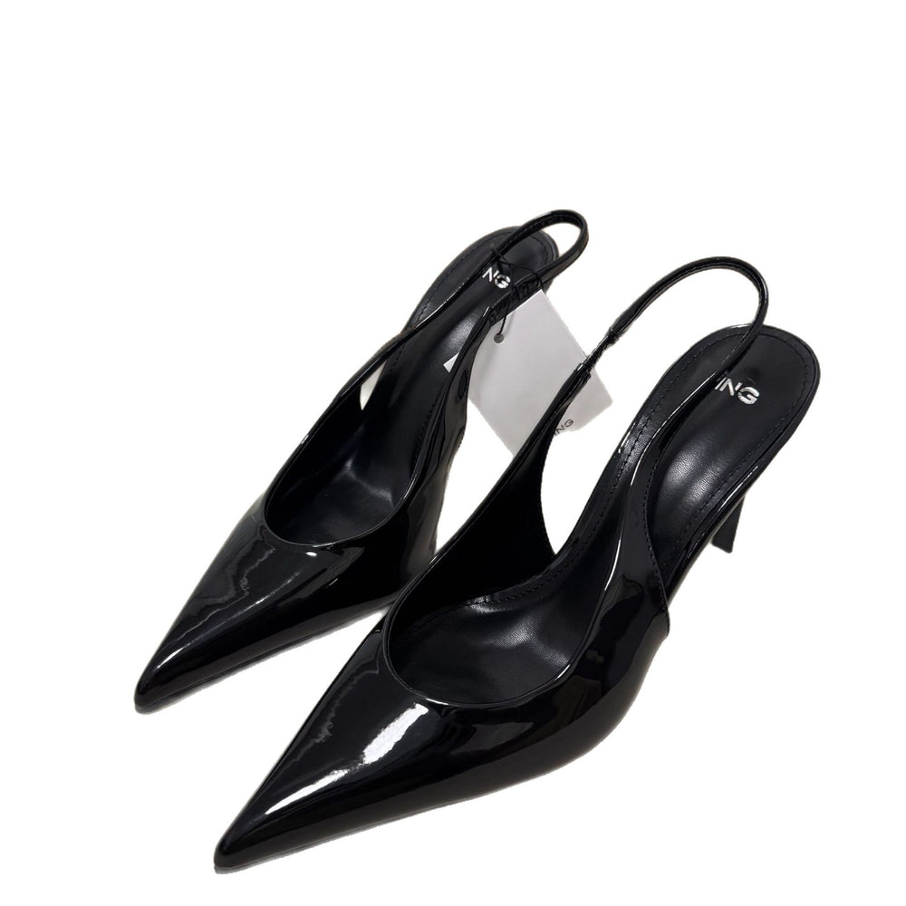 Mng women's high heels - spring 2026 new arrivals: patent leather pointed-toe elegant pumps, stiletto heel mules