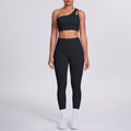 New arrival: barely-there feel, tight-fitting yoga set - one-shoulder, beautiful back sports bra with high-waisted, butt-lifting leggings - women's running & fitness outfit