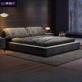 Italian normcore bedroom for home large bed ear bed gray fabric double bed casual soft bag light luxury large bed wedding bed