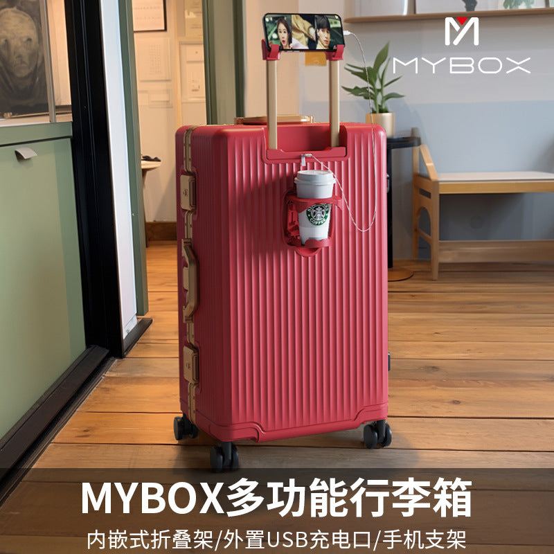 MYBOX new large-capacity durable silent universal wheel aluminum frame trolley case is a must for business travel