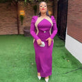 african plus size women's fashion v-neck european and american  sexy maxi dress with color block design