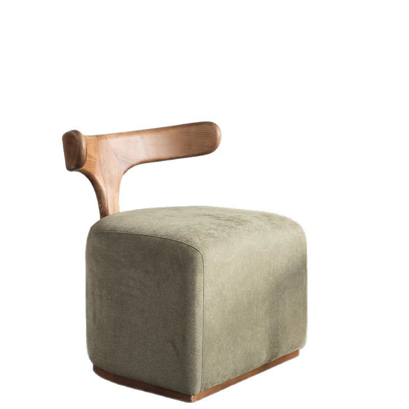 Nordic solid wood makeup stool modern designer creative backrest shoe changing stool light luxury classy tea stool casual low stool