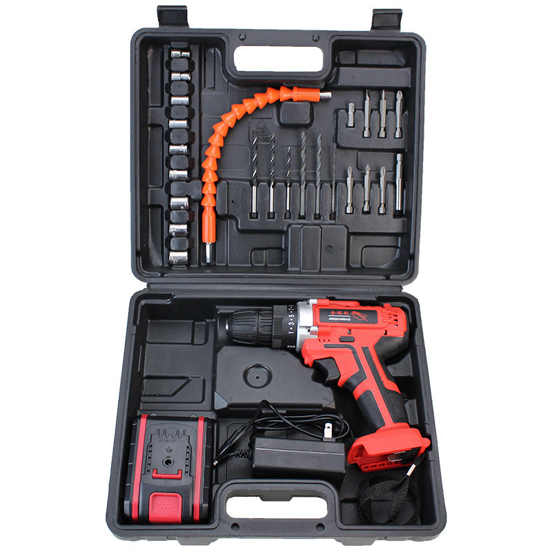 Lithium battery drill comprehensive toolbox set Household combination tool Hand drill 12v 21V lithium battery drill hardware set