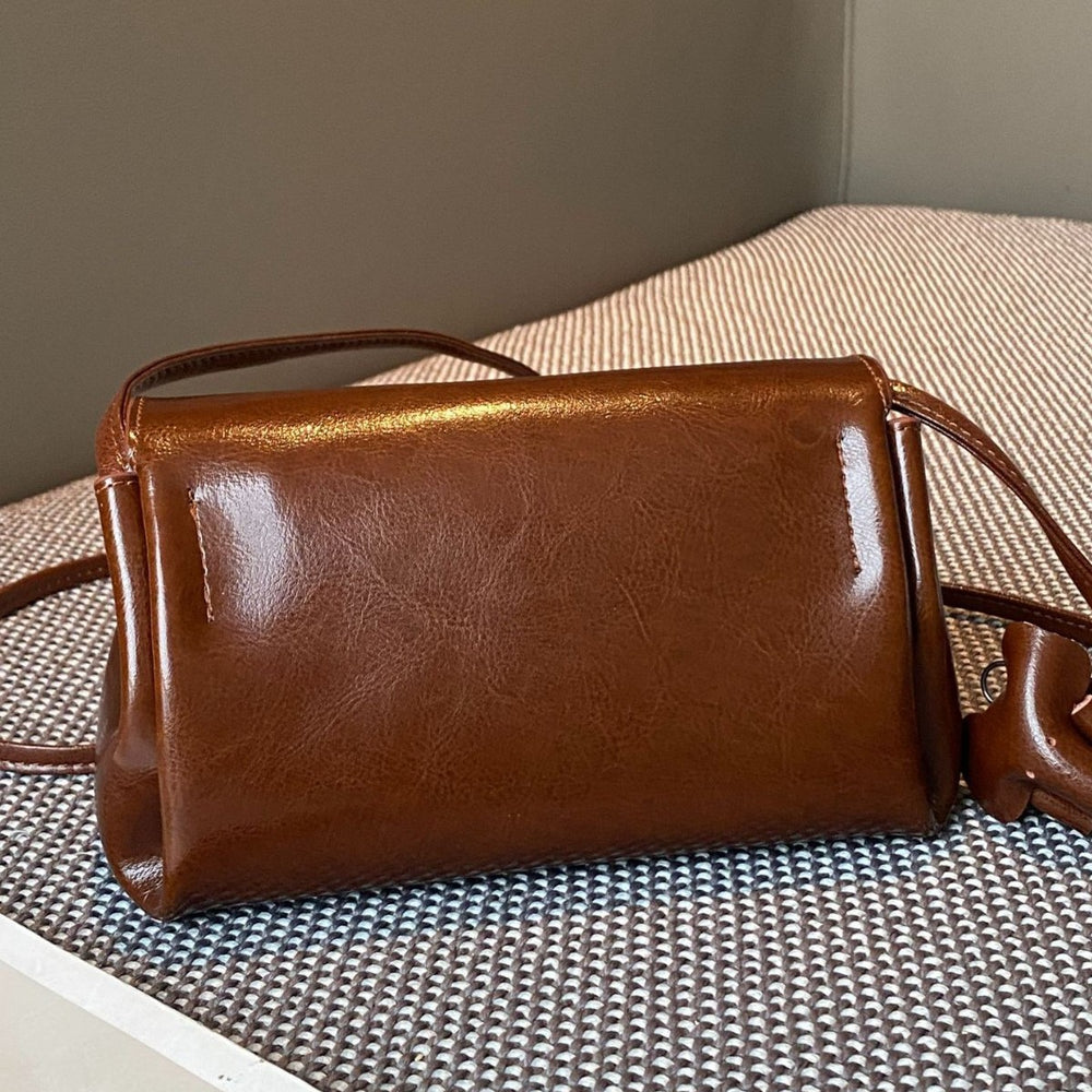 genuine leather women's bag crossbody bag fashioneasiest for match small bag cowhide shoulder bag girls classy sense oil wax leather bag