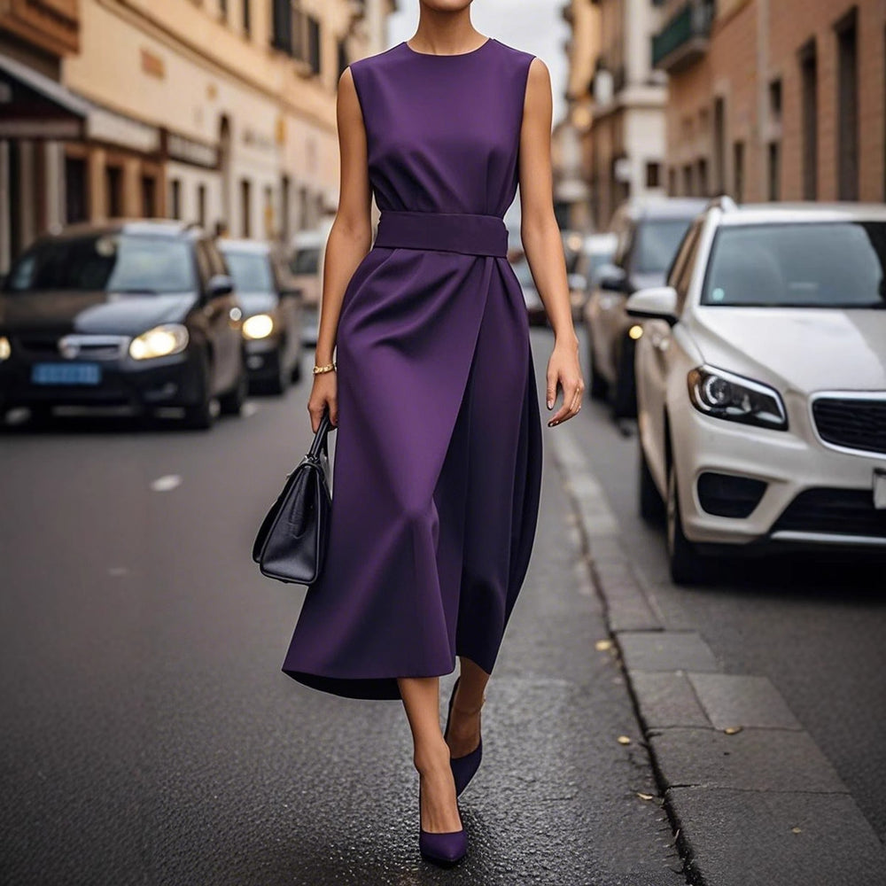 2025 new arrival: women's sleeveless crew neck fashionable casual maxi dress for summer - perfect for cross-border e-commerce, independent websites, and amazon