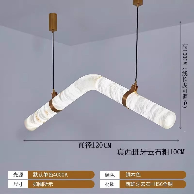 Modern minimalist faux marble chandelier - designer creative light luxury for villa, restaurant, bar, lobby - round, column, and linear styles available