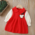 Girls' knitted sweater dress -  lunar new year edition - sweet handmade knit dress for baby girls