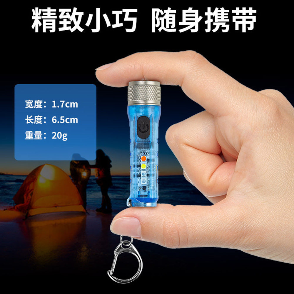 Cross-border new four-color mini flashlight Type-C charging portable magnetic suction clamping cap multi-function work light