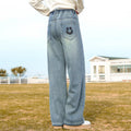 Girlloose pantsjeansspring & fallnew arrivalstraight-leg pantskids pants middle girl big childpantsloose