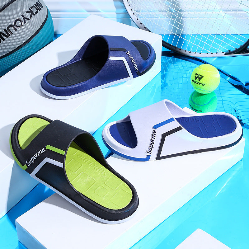 Slippers men's home bathroom non-slipdeodorizing filter wholesale outwearthick sole shit feeling cool slippers home new spring and summer