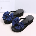 plus size summer new bowknot flip-flops casual outdoor beach seaside vacation wedge sandals