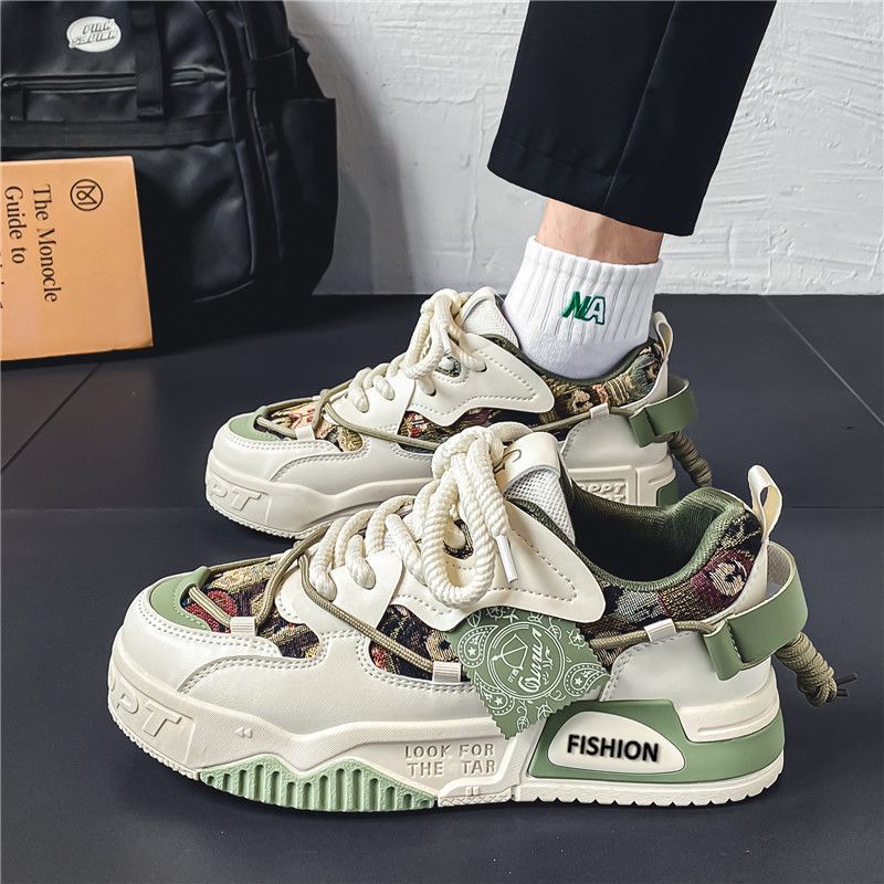 Trendy men's winter casual sneakers: unique, original design, versatile style for middle school students, height-boosting platform sneakers