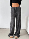 fall/winter  us & european cross-border women's new casual striped solid color elastic drawstring cotton straight-leg pants