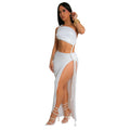 C7342 cross-border   fashion women's summer casual wrap chest side slit sexy long skirt