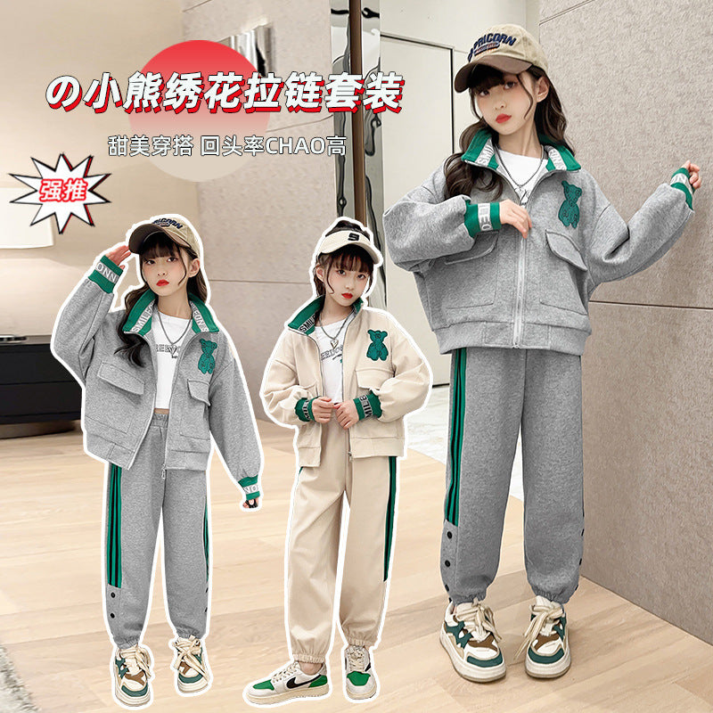 Girls' spring/autumn sweatshirt  set - stylish and trendy casual outfit for big girls and kids - autumn fashion