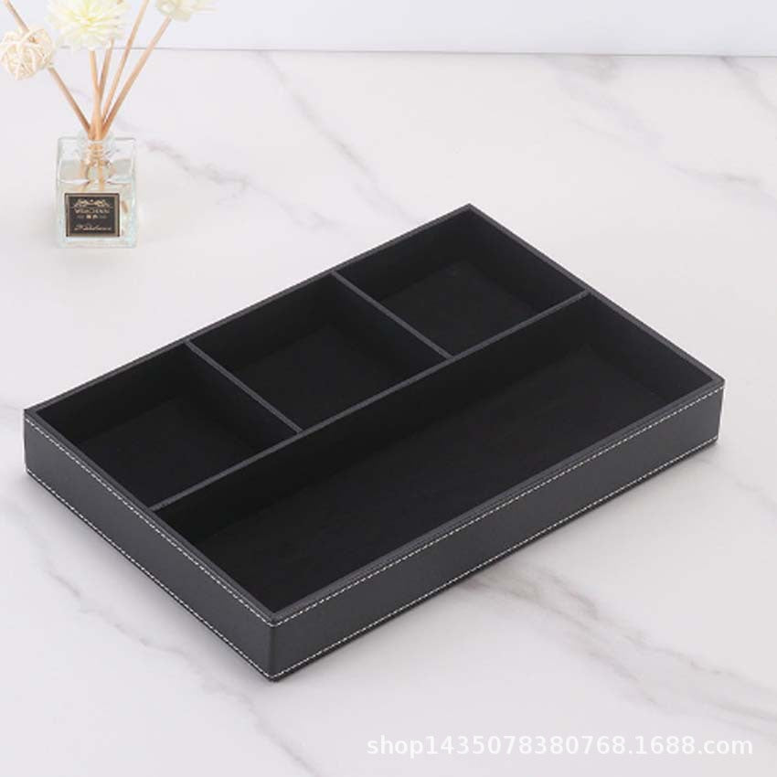 Four-grid tray, multi-functional countertop storage box, bedroom jewelry storage, entrance key mobile phone placement