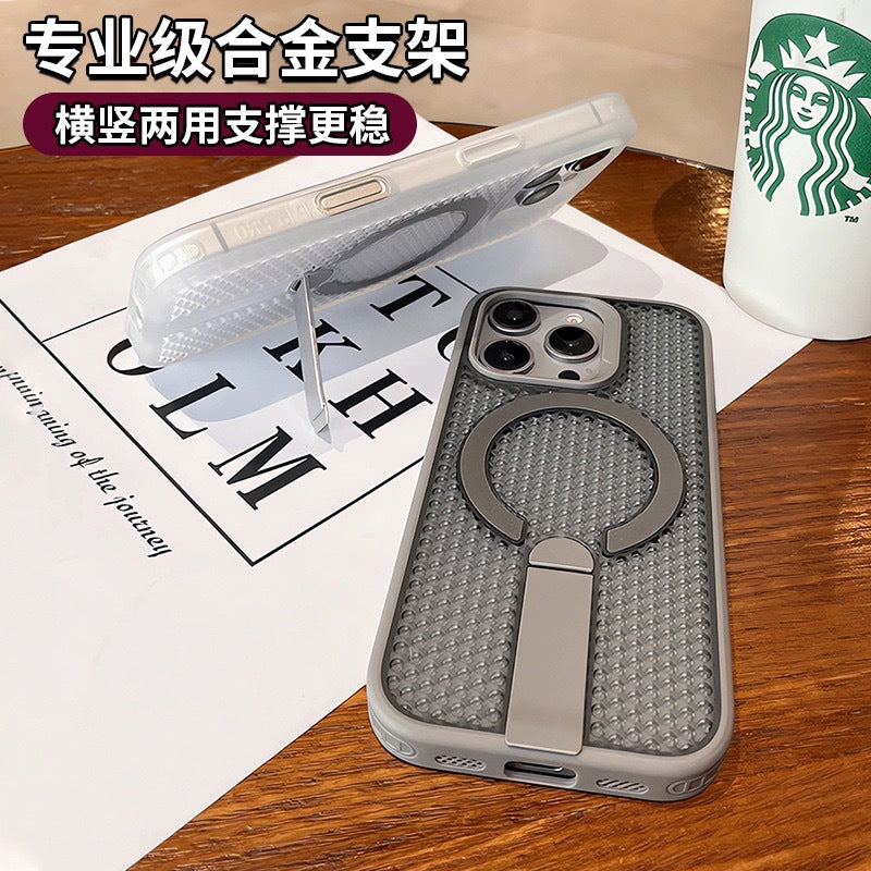 Fanxing honeycomb cooling magnetic stand compatible with apple 17pro phone case iphone16 ice point hollow anti-fall