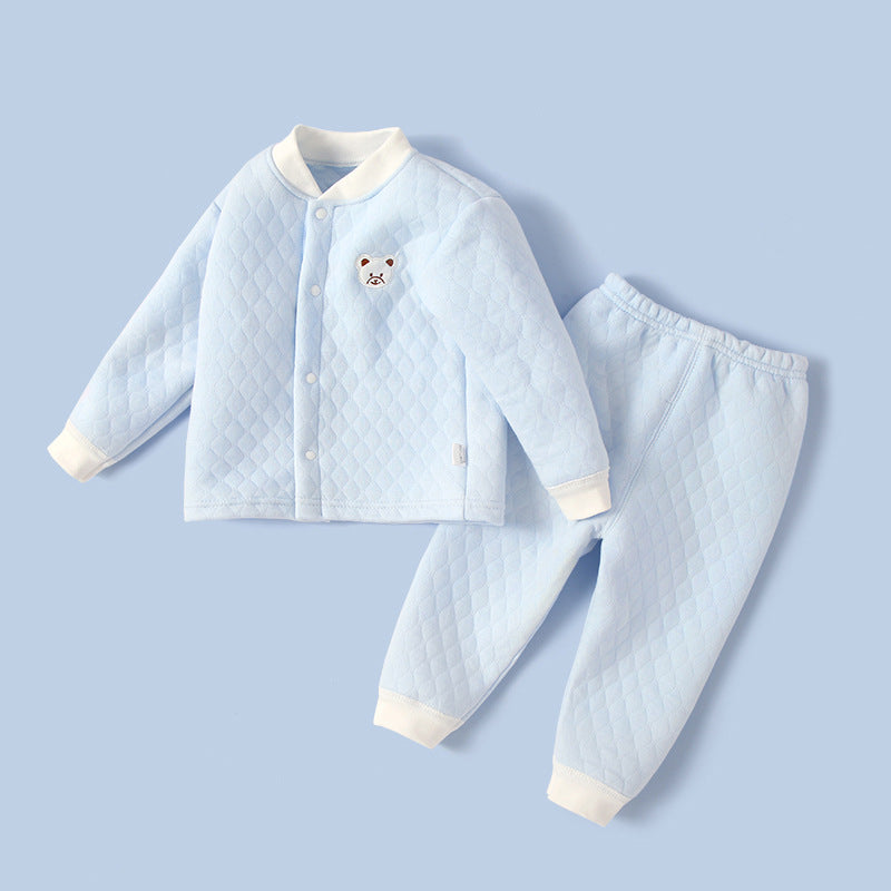 Baby heattechsuitfall and winterpure cotton male baby autumn clothing female baby intimatesspring & fallthickenedcardigan autumn clothes and autumn pants