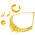 18k gold plated statement leaf jewelry set - dubai style openwork necklace, earrings, bracelet, and ring four-piece set - cross-border e-commerce