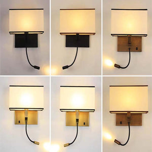 Elegant and stylish bedside reading wall lamp for hotels, guesthouses, and b&bs. modern fabric design with wall-mounted switch