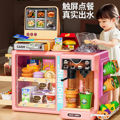 Kids' pretend play toy - realistic coffee & cash register set - convenience store water dispenser - educational supermarket playset - birthday gift for boys & girls