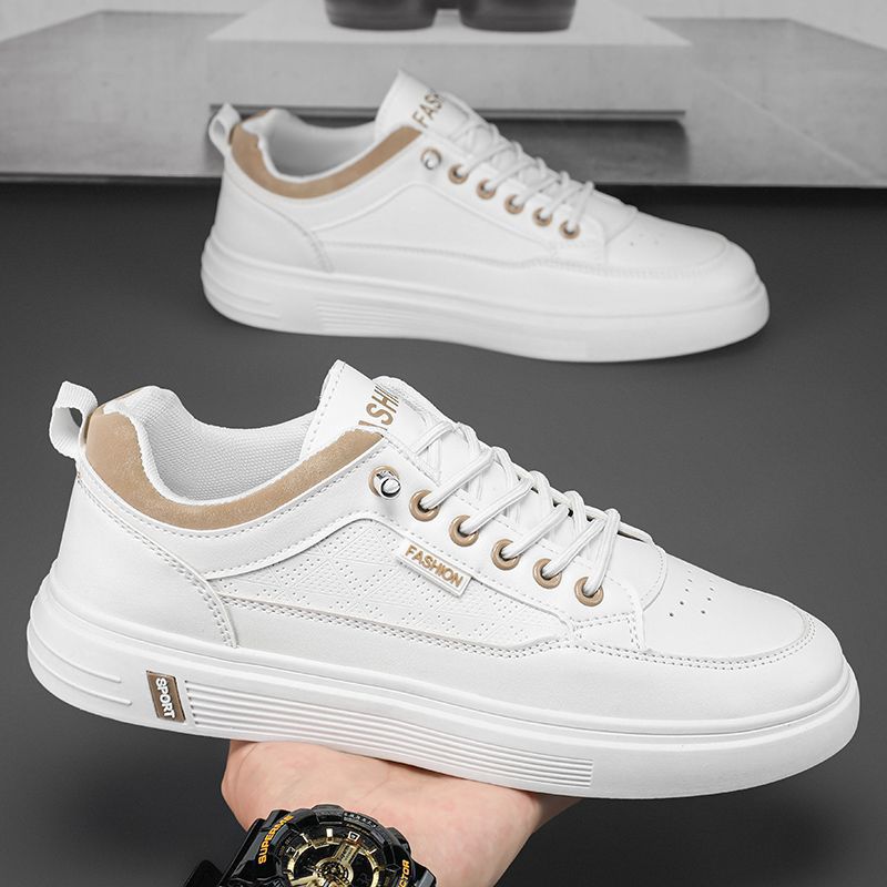 Men's shoes: 2025 spring collection - breathable white sneakers, athletic casual skate shoes, trendy ins style, student footwear