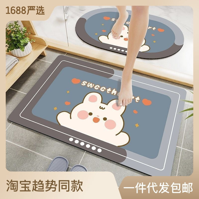 Bathroom floor mat, quick-drying, non-slip bath mat, dirt-resistant, washroom foot mat, bathroom absorbent mat, entryway doormat