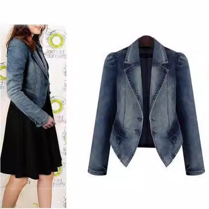 Foreign trade women's autumn clothing new European and American large-size denim jacket long-sleeved blazer women