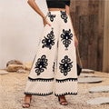 Amazon summer new chiffon leaf print casual pants elegant high waist wide leg pants women's summer wide leg trousers