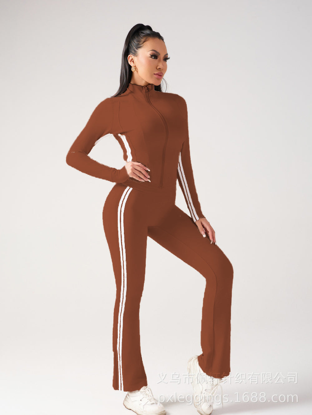 Two-piece color block yoga set for women - autumn casual versatile outdoor running fitness activewear