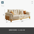 Wood style sofa cloud japanese style straight row small apartment classycasual sofa scandinavian living room solid wood fabric sofa