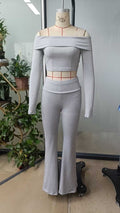 Tk  cross-border new arrival: off-the-shoulder long sleeve bodycon top and maxi pants two-piece set