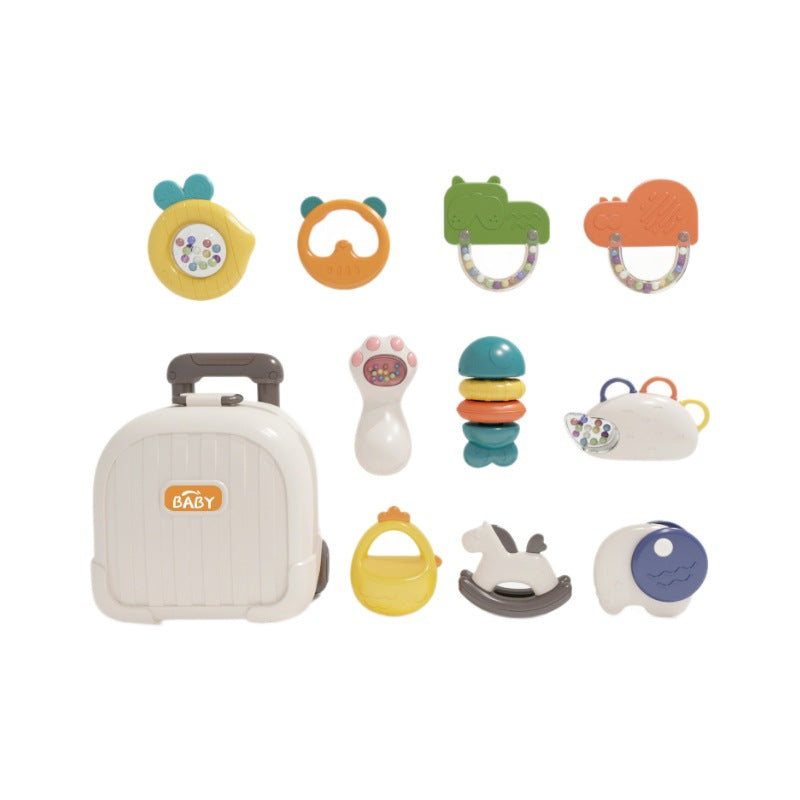 Newborn rattle 0-6 months, teether & soother, early education toy for baby boys & girls - safe for chewing & boiling