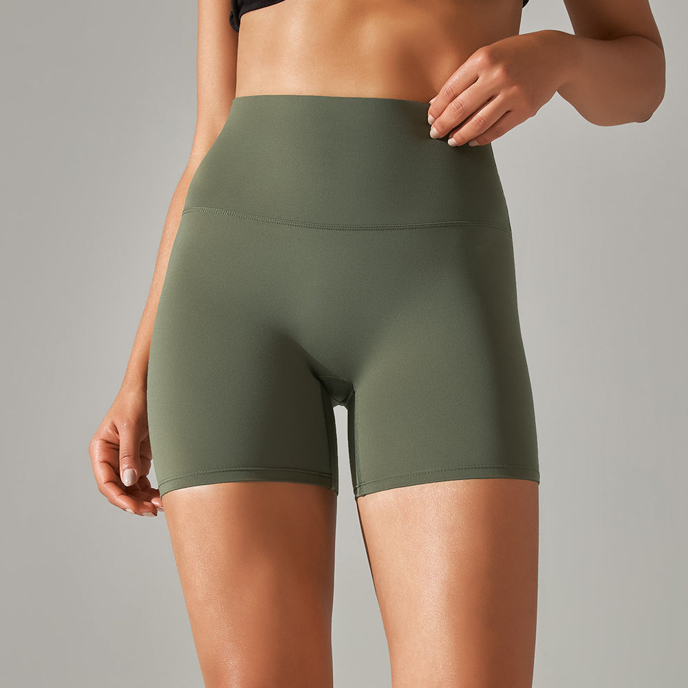 New arrival no awkward line nude high waist yoga pants women's double-sided brushed peach butt tight sports three-quarter pants