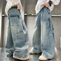 Boys' fall denim pants: new  styles - stylish wide-leg cargo pants for boys, perfect for spring and autumn