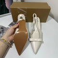 Za new 2024 summer pointed-toe slingback stiletto heel women's open-back pumps, fashionable flats, and trendy sandals