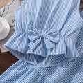 fashion children's clothing 26summernew arrivalstripes sleeveless waist slimming lookshirt skirtexportgirlsuit