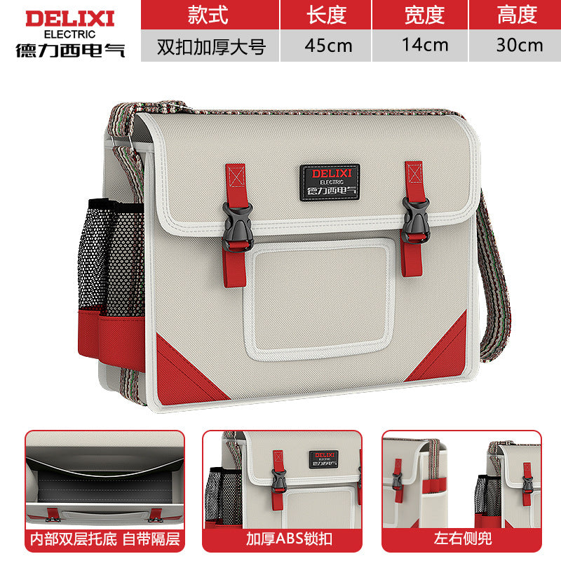 Delixi Electric and Electrical Special Shoulder Messenger Bag Multifunctional Maintenance and Installation Wear-resistant Thickened Canvas Toolkit