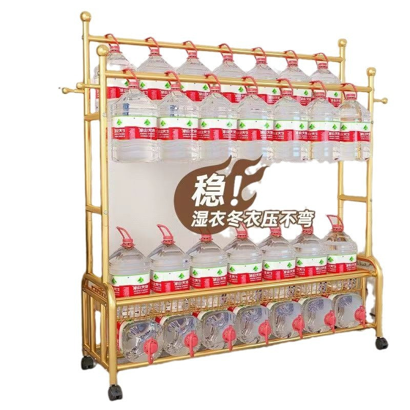 Simple hanger Bedroom floor removable hanger Double rod Double layer storage Multifunctional bold thickened coat rack