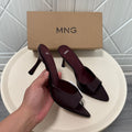 Mng women's slippers 2026 new summer mules stiletto heel open toe sandals fashion flip-flops women's outdoor wear