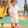 Baby boy casual turn-down collar textured fabric outfit set