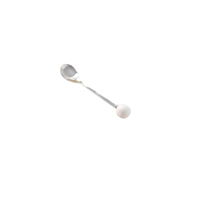 New arrival cream style ceramic fruit fork jar set creative cheese storage jar good-looking ball fruit fork spoon wholesale