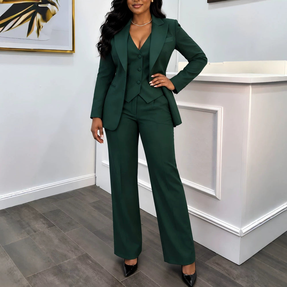 Autum new work clothing style long sleeves suit straight-leg pants vest three-piece set three-piece sets