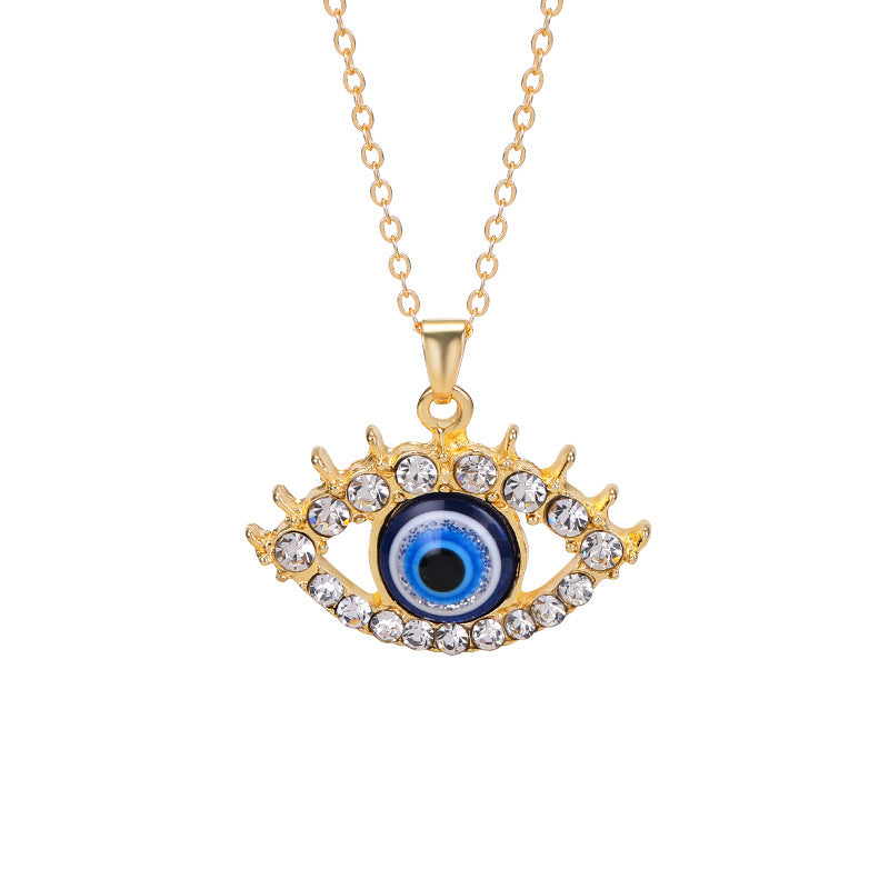 Sweater necklace wholesale european and american cross-border devil's eye jewelry pendant female niche exaggerated multi-layered clavicle chain