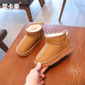 Kidsthickenedheattech snow boots autumn winternew arrivalsex girl black cotton shoes boys short boots medium and big kids shoes