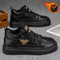 Fleece-lined men's shoes 2025new arrival autumn winter high-top sneakers men's leather heattechthickened cotton shoes low-top boots