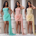 C7708 cross-border   fashion women's sexy bandeau backless ribbon mini dress